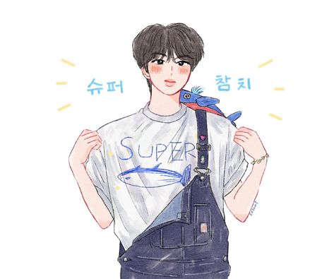 Jin Bts, Bts Drawings, Bts Fans, Worldwide Handsome, Kpop Fanart, Art Block, Bts Jin, Bts Fanart, Cute Cartoon Wallpapers