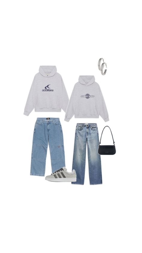 matching outfit couples idea with grey vintage hoodie, jeans, adidas campus Bf And Gf Matching Outfits, Bf And Gf, Me And Bae, Comfy Outfit, Matching Couple Outfits, Couple Outfits, Matching Couples, Matching Outfits, Comfy Outfits