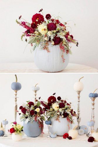 Romantic Ideas Of Fall Wedding Centerpieces For Your Big Day ★ Fall Centerpieces Diy, Fall Centerpieces, Pumpkin Vase, Fall Wedding Diy, Fall Table Centerpieces, Centerpieces Diy, Wedding Centrepieces, Fall Wedding Centerpieces, Pumpkin Centerpieces