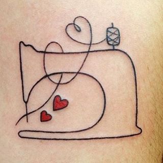 Tattoo Sewing Tattoo Design, Quilt Tattoo, Sewing Machine Tattoo, Sewing Tattoos, Knitting Tattoo, Grandma Tattoos, Tattoo Samples, Basic Hand Embroidery Stitches, Machine Tattoo