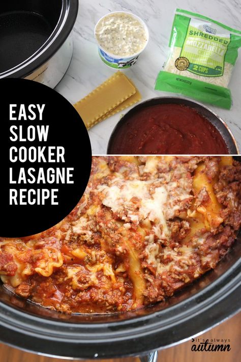 Slow cooker lasagne recipe. Did you know you can make lasagna in the crockpot? No need to heat up your oven! Crockpot Lasagne, Slow Cooker Lasagne, Crockpot Lasagna Easy, Lasagna With Cottage Cheese, Best Slow Cooker Recipes, Crock Pot Lasagna Recipe, Oven Ready Lasagna, Slow Cooker Lasagna, Crockpot Lasagna