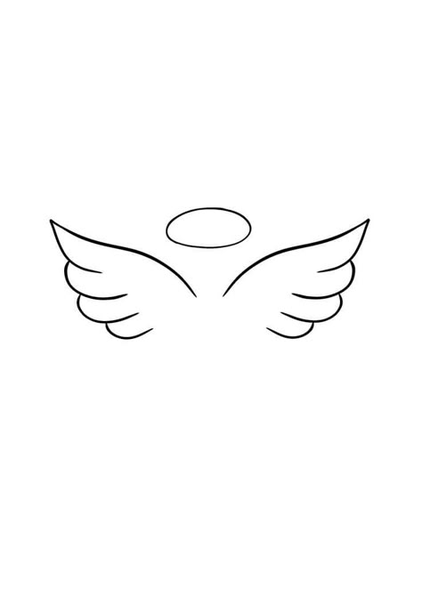 Outline Of Angel Wings, Angel Wings Halo Tattoo, Angel Wings Tattoo Stencil, Small Dove Tattoos, Angel Outline, Letter S Tattoo, Halo Drawings, Halo Tattoo, Memorial Tattoo Ideas