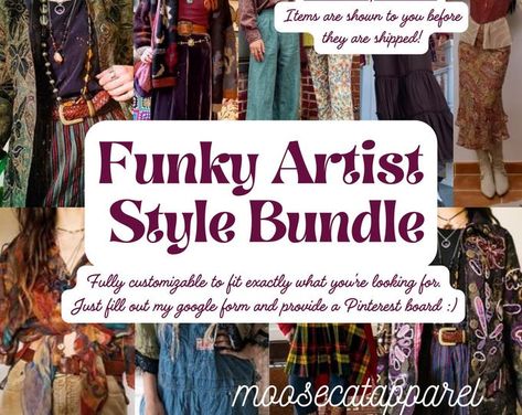 Etsy :: Your place to buy and sell all things handmade Casual Funky Outfits For Women, Styling Vintage Clothing, Funky Style For Women, Artistic Style Clothing, Artist Style Outfit, Maximalist Academia, Funky Outfits For Women, Frankie Clothing, Maximalist Fashion Style