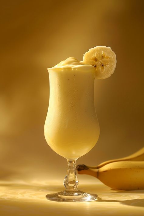 Banana Batida Recipe: Easy and Delicious Cocktail to Try Tonight #cocktails #cocktailrecipes Banana Cocktail Recipes, Garnished Cocktails, Yellow Cocktails, Banana Cocktail, Bananas Recipes, Banana Cocktails, Sugarcane Juice, Banana Drinks, Cocktails To Try