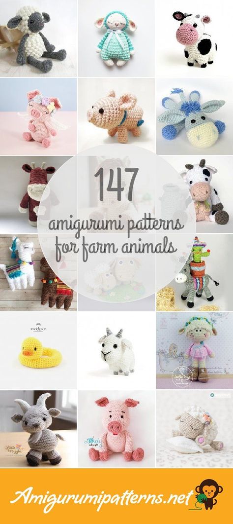 Amigurumipatterns.net has the largest collection of free and premium Farm Animals amigurumi patterns. Click now and discover wonderful crochet patterns! Farm Animal Amigurumi, Crochet Farm Animals, Amigurumi For Beginners, Rabbit Crafts, Amigurumi Cow, Crochet Animal Amigurumi, How To Start Knitting, Loom Knitting, Knitted Toys