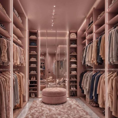 A well-curated wardrobe stands the test of time, learn what are the essential pieces for a classic men's and women's wardrobe. Dusty Rose Bedroom Walls, Girly Walk In Closet, Bedroom Ideas Black And Pink, Pink Closet Aesthetic, Bedroom Dusty Pink, Bedroom Green And Pink, Pink Walk In Closet, Bedroom Decor Sage Green, Bedroom Blush Pink