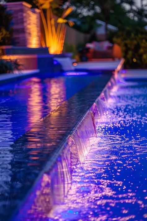 Illuminate Your Oasis: Top Landscape Pool Lighting Ideas Summing Pool, Pool Lighting Ideas, Pool Lighting, Floating Pool Lights, Architectural Lighting Design, Backyard Balcony, Pool Lights, Night Swimming, Underwater Lights