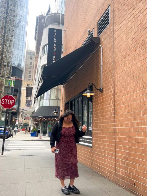 one of my favorite nyc fits Nyc Fits, New York Fits, Ruched Maxi Dress, Chunky Loafers, Plus Size Fits, Black Cardigan, Plus Size Fashion, My Favorite, Loafers