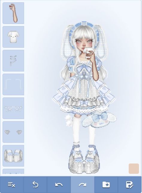 Dress Up Game Aesthetic, Dress Up Games Aesthetic, Cinamoroll Inspired Outfit, Cinnamon Roll Outfit Sanrio, Sanrio Dress Up, Pixel Dress Up Game, Sanrio Characters Dress To Impress, Cinnamoroll Dress To Impress, Everskies Sanrio