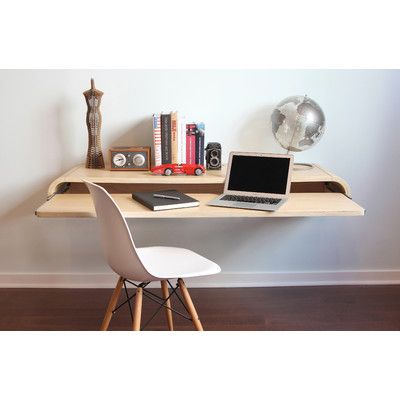 Look what I found on Wayfair! Desk Furniture Design, Floating Wall Desk, Wall Desk, Walnut Desks, Floating Wall, Space Furniture, Space Saving Furniture, A Desk, Home Office Design