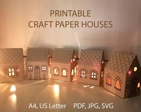 3d Paper Crafts Templates, Paper Crafts Templates, 3d Paper Houses, Paper House Template, 3d Templates, House Gift Box, House Template, Papercraft Printable, Paper House