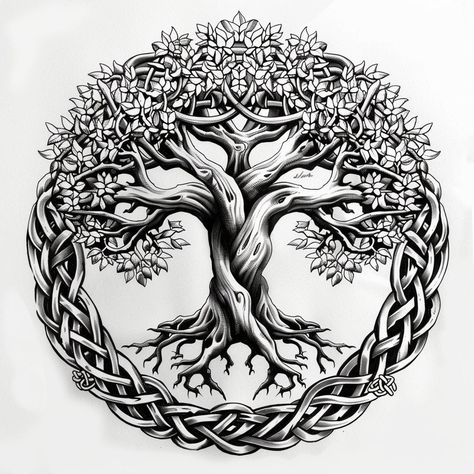 Norse Tree Of Life Tattoo Vikings, Tree Of Life Tattoo Hand, Celtic Bicep Tattoo Men, Yggdrasil Tree Tattoo, Celtic Oak Tree Tattoo, Yddrasil Tree Tattoo, Nordic Tree Of Life Tattoo, Celtic Tree Of Life Tattoo Men, Norse Tree Of Life Tattoo