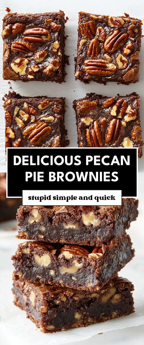 Image for Delicious Pecan Pie Brownies Pecan Pie Brownies No Corn Syrup, Chocolate Pecan Brownies, Thanksgiving Pecan Desserts, Pecan Desert Ideas, 1914 Pecan Pie, Chocolate Pecan Desserts, Pecan Pie Brownies With Box Brownies, Desserts With Pecans, Pecan Pie Muffins Recipe