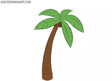 How to Draw a Palm Tree | Easy Drawing Art Draw A Palm Tree, Leaf Drawing Easy, Palm Tree Outline, Direct Drawing, Tree Drawing For Kids, Palm Tree Sketch, Tree Drawing Simple, Tree Tattoo Back, Tree Drawings