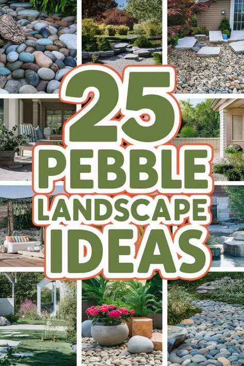 Explore a variety of pebble landscaping ideas for your front yard, backyard, garden, and more! From creating beautiful pebble stone gardens to incorporating pebble borders or flower beds, these DIY projects will transform your outdoor space. Discover simple yet striking rock and pebble art landscaping ideas, river pebble designs, beach-inspired themes, and even Mexican pebble rock arrangements. Pebble Yard Ideas, River Stones Landscaping, Pebble Stone Landscaping, Stone Landscaping Ideas, Pebble Landscaping, Mexican Beach Pebbles, Rock Yard, River Rock Garden, Pebble Garden