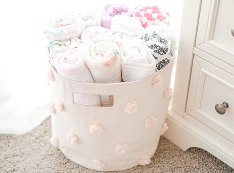 MY BABY GIRL'S NURSERY... - A Touch of Pink Swaddle Storage, Baby Nursery Design, Trendy Baby Nursery, Girl Nursery Room, Nursery Organization, Nursery Storage, Nursery Inspo, Nursery Baby Room