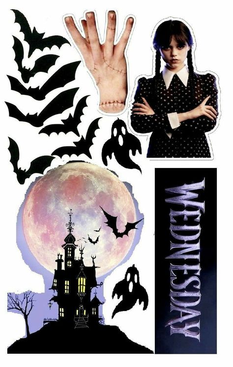 Wendsday Cake Topper, Wensday Cake Topper Printable, Wednesday Cake Topper Printable, Wendsday Birthday Party, Wednesday Topper, Wednesday Cake Topper, Addams Family Theme Party, Addams Family Theme, Halloween Party Planning