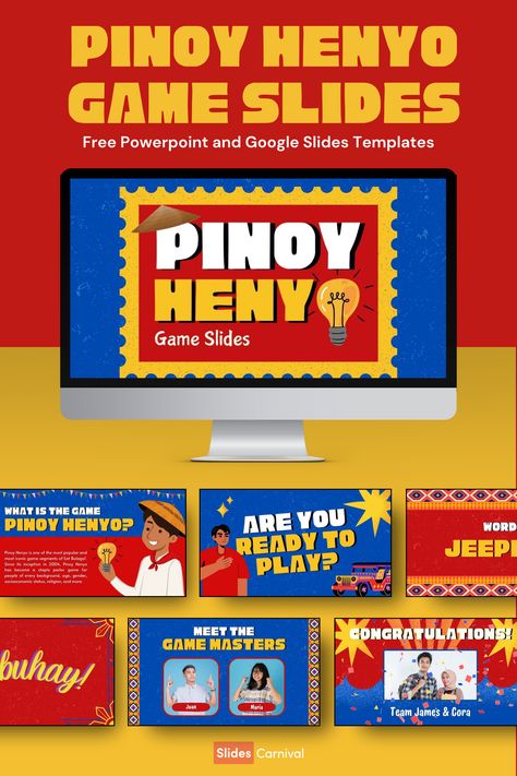 Teachers, liven up your classroom with this engaging game template inspired by a beloved Filipino guessing game. Perfect for language lessons or team-building activities, these vibrant blue, red, and yellow slides will capture your students’ attention and encourage collaboration. Featuring an illustrated style, this template is designed for easy customization, making it simple to adapt to any subject or age group. Canva Presentation Template, Free Presentation Templates, Yellow Slides, Canva Presentation, Free Powerpoint Templates, Game Template, Building Activities, Guessing Games, Team Building Activities