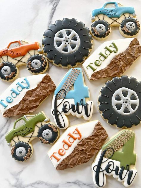 Monster Truck Cupcakes, Monster Truck Birthday Cake, Truck Cookies, Monster Truck Cookies, Monster Jam Birthday Party, Truck Cupcakes, Monster Jam Birthday, Monster Jam Party, Truck Birthday Cakes