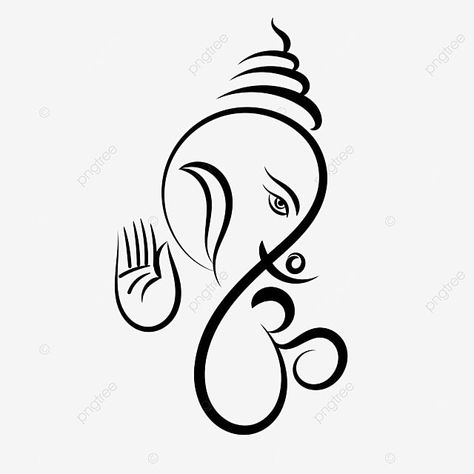 Om Line Art, Ganesh And Om Tattoo, Om With Ganesha Tattoo Designs, Ganesh Vector Art, Shiva Line Art, Ganesh Line Art, Lord Sketch, Ganpati Tattoo, Ganesha Tattoo Design