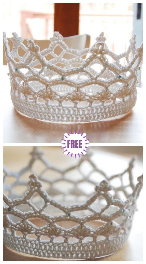 Crochet Royal Crown Free Crochet Pattern Crochet Crown Pattern, Crochet Crown, Crown Pattern, Crochet Stitches Patterns, Crochet For Kids, Crochet Stuff, Baby Crochet, Crochet Hat, Crochet Accessories