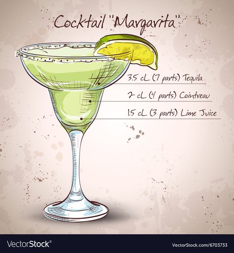 Cocktails Drawing, Bartender Drinks Recipes, Cocktail Margarita, Cocktail Design, Lime Slice, Margarita Drink, Cocktails Vector, Bartender Drinks, Cocktail Drinks Alcoholic