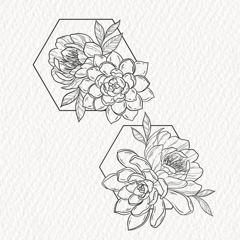 Succulent and wildflower tattoo lineart sketch design Fineline Flash, Wildflower Tattoo Design, Wildflower Tattoo, Sister Tattoos, Fine Line Tattoos, Matching Tattoos, Lotus Flower Tattoo, Botanical Illustration, Flash Tattoo