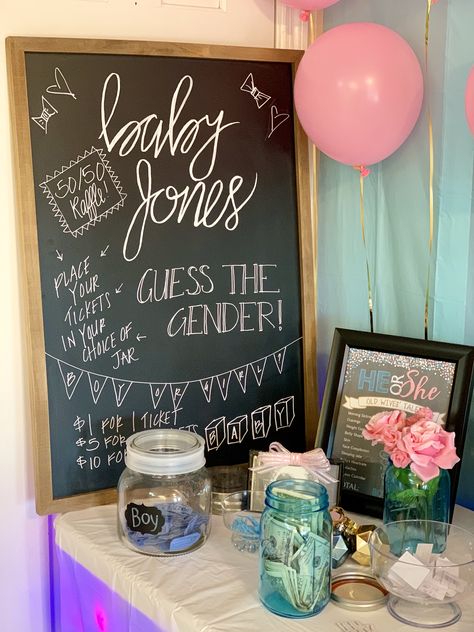 Gender Reveal Money Jar, Gender Reveal Raffle Ideas, Guess The Gender Board, Guess The Gender Game, Gender Reveal Raffle, Boy Or Girl Prediction, Gender Guessing Game, Guess The Gender, Draw Boy