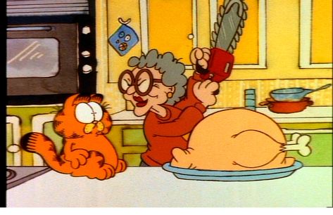 garfield | This Garfield Thanksgiving special is one, which unlike the Halloween ... Thanksgiving Widgets Aesthetic, Thanksgiving Garfield, Thanksgiving Wallpaper Backgrounds, Garfield Thanksgiving, Anime Thanksgiving, Cat Smirk, Thanksgiving Widgets, Turkey Croquettes, Window Drawings