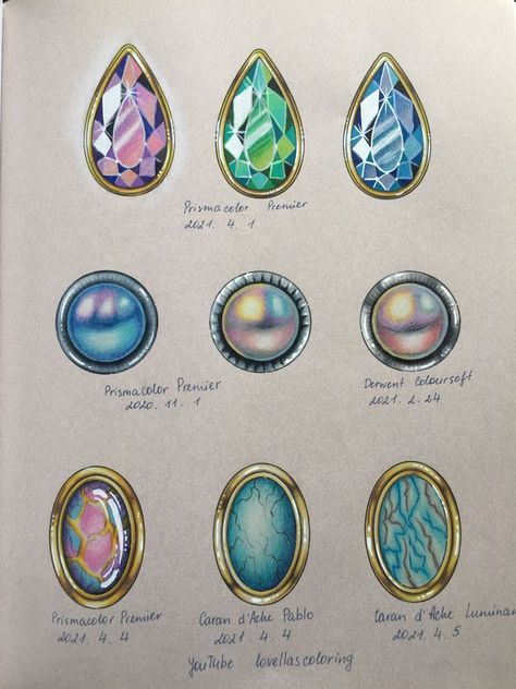 Jewel Drawing, Gem Drawing, Magic Runes, Gem Tattoo, Pencil Techniques, Crystal Drawing, Jewelry Rendering, Colored Pencil Artwork, Art Jewelry Design