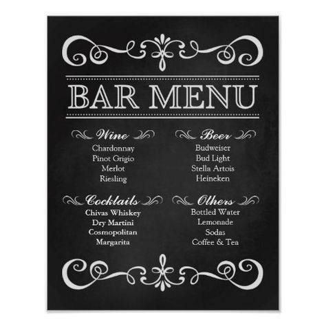 Gourmet S'mores Bar Menu Poster | Zazzle.com Bar Menu Chalkboard, Rustic Wooden Wedding Signs, Whiskey Lemonade, Menu Chalkboard, Diy Chalkboard Sign, Wedding Sign Decor, Menue Design, Wedding Chalkboard Signs, Bar Menu Wedding