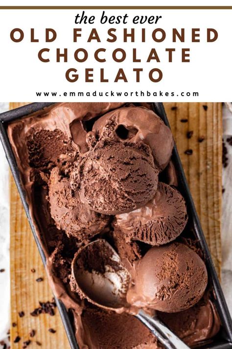 Chocolate Gelato Recipe, Best Dark Chocolate, Chocolate Gelato, Gelato Recipe, Italian Chocolate, Gelato Ice Cream, Ice Cream Maker Recipes, Summer Baking, Homemade Ice Cream Recipes