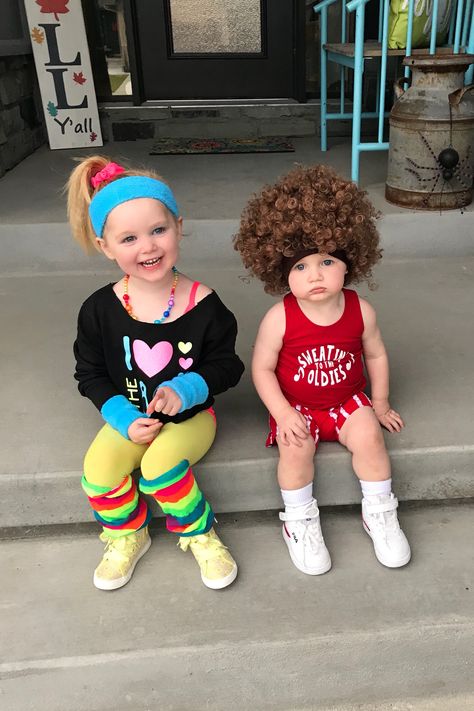 Workout Costume Toddler, Richard Simmons Halloween Costume, Kids 80s Costume Diy Girl, Kids 90s Outfit Ideas Girls Diy, 80s Outfits For Kids, 80s Toddler Outfit Ideas, Kids 90s Outfit Ideas, Diy 80s Outfit, Kids 80s Outfit Ideas Boys