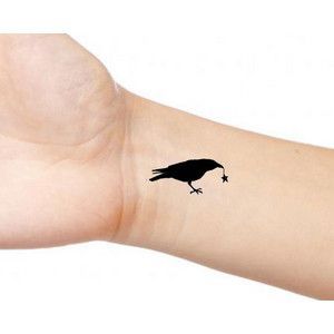 Tiny Crow Tattoo, Crow Wrist Tattoo, Black Crow Tattoos, Cute Crow, Raven Tattoos, Crow Tattoos, Grey Ink Tattoos, Robin Tattoo, Crow Tattoo Design