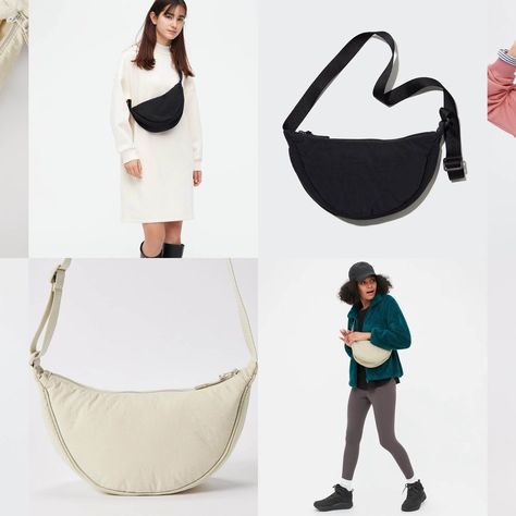 Uniqlo Mini Round Bag, Uniqlo Banana Bag, Uniqlo Sling Bag Outfit, Sling Bag For Travel, Uniqlo Viral Bag, Uniqlo Bag Men, Uniqlo Crescent Bag Outfit, Styling Uniqlo Bag, Cross Body Bag Travel