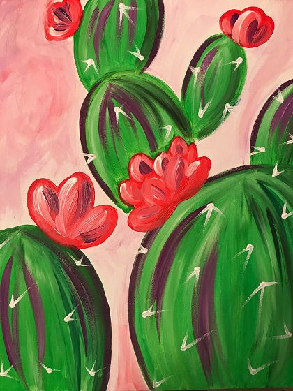 Bright Paintings On Canvas Easy, Colorful Easy Paintings, Easy Sip And Paint Ideas Step By Step, Kids Canvas Painting, Cactus Paintings, Cactus Painting, Simple Canvas Paintings, Cute Canvas Paintings, Easy Canvas Art