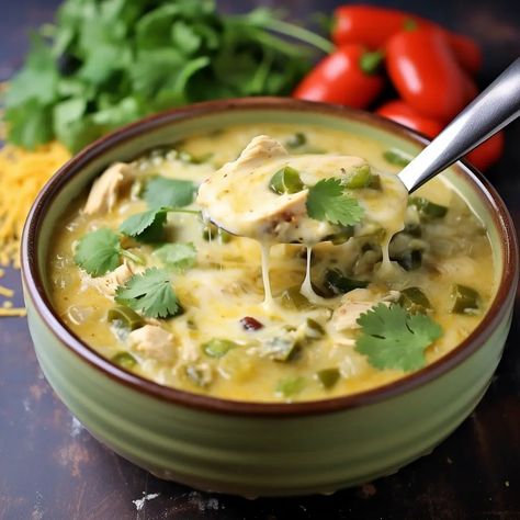 Crock Pot Green Enchilada Chicken Soup, Crockpot Green Enchilada Chicken Soup, Crock Pot Chicken Enchilada Soup, Chicken Enchilada Soup Healthy, Green Chilli Chicken Enchiladas, Green Enchilada Soup, Green Enchilada Chicken Soup, Enchilada Chicken Soup, Green Chili Chicken Soup