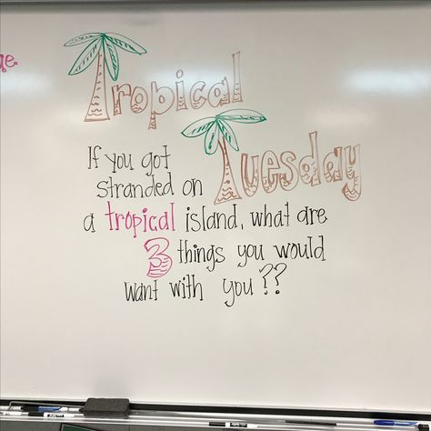 Bellwork Ideas Elementary, Whiteboard Office Ideas, Whiteboard Questions Tuesday, Tuesday Classroom Board, Tuesday Whiteboard Question, Fun Whiteboard Ideas, Staff Whiteboard Ideas, Daily Classroom Questions, Work White Board Ideas Inspiration