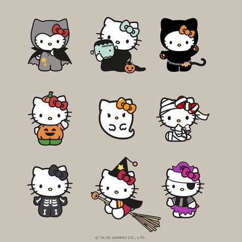 Hello Kitty & Friends on Instagram: “99% cute 🎀 and 1% spooky 👻 What is your favorite Hello Kitty Halloween costume? Let us know below✨🎃✨ #hellokitty #halloween #cutehalloween…” Hello Kitty Stickers, Hello Kitty, Kitty, Halloween