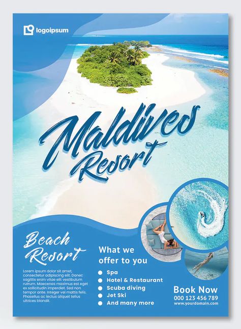 Beach Resort Poster Design, Resort Advertising Design, Resort Graphic Design, Travel Poster Design Graphics, Resort Poster Design, Travel Flyer Design, Travel Graphic Design, Resort Poster, Travel Advertising Design