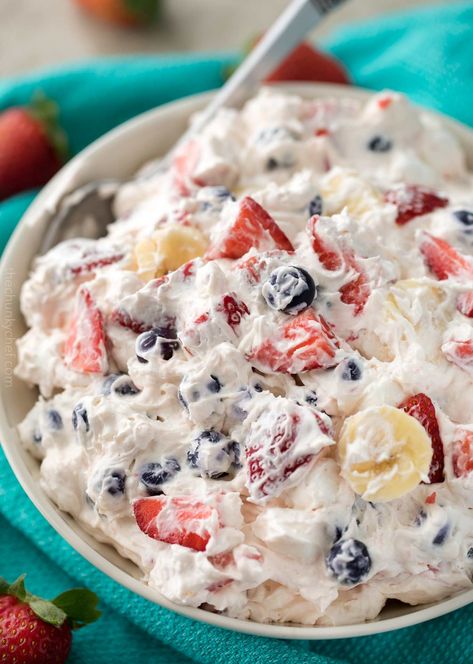 Fruit Salad With Coconut, Fruit Salad With Whipped Cream, Whipped Coconut Milk, Coconut Milk Whipped Cream, Cheesecake Fruit, Cheesecake Fruit Salad, No Bake Cheesecake Filling, Whipped Cream Desserts, Blue Fruit