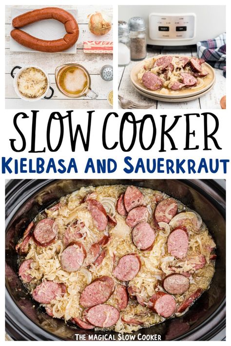 Slow Cooker Kielbasa and Sauerkraut - The Magical Slow Cooker Smoked Sausage And Sauerkraut Crockpot, Crockpot Keilbasa And Sauerkraut, Crockpot Polish Sausage And Sauerkraut, Crock Pot Kielbasa And Sauerkraut, Fresh Kielbasa And Sauerkraut Crockpot, Kilbasa Sausage In Crock Pot, Polish Sausage And Sauerkraut Crockpot, Sour Crout And Kielbasa, Crockpot Sausage And Sauerkraut