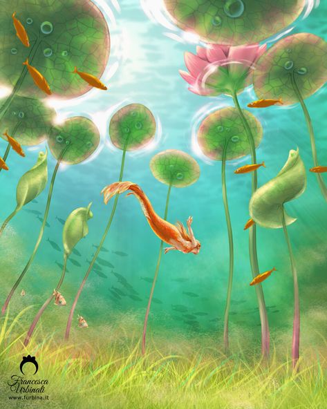 Pond Cartoon, Pond Underwater, Underwater Pond, Pond Decorations, Speed Painting, Fish Pet, Fish, Comics, Animals