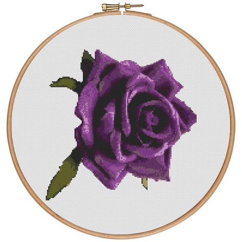 Rose  Purple  Cross stitch pattern PDF  by CrossStitchPassions Purple Cross Stitch, Purple Stuff, Purple Cross, Rose Purple, Rose Violette, Cotton Anniversary, Cross Stitch Patterns Flowers, Red Tulips, Purple Rose