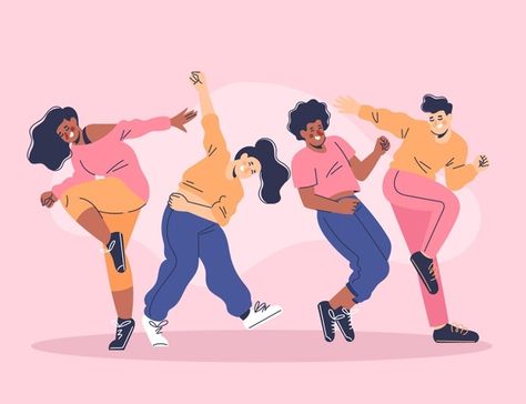 Hand drawn flat people dancing | Free Vector #Freepik #freevector #people #party #hand-drawn #dance Dancing Sketch, Donut Drawing, Dance Vector, Dance Contest, Cartoons Dancing, Dance Project, Social Dance, Dancing Drawings, Dance Games