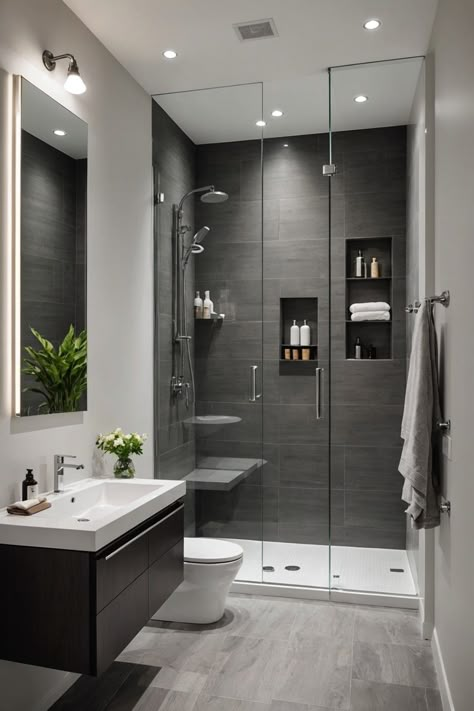 Small Powder Bathroom, Small Powder Bathroom Ideas, Powder Bathroom Ideas, Toilet And Bathroom Design, Bathroom Design Styles, Bathroom Interior Design Modern, Bilik Air, Full Bathroom Remodel, Small Bathroom Interior