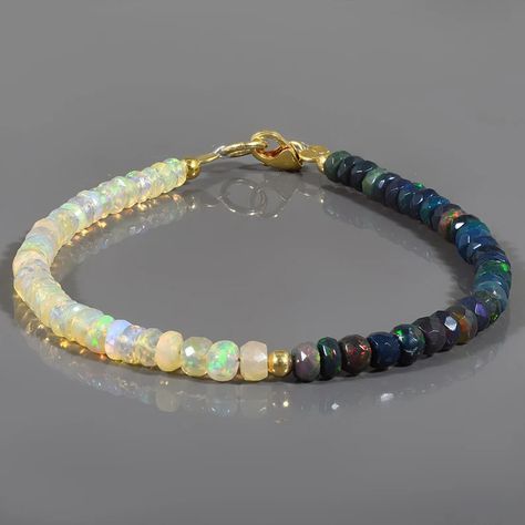 Black Ethiopian Opal Braceletnatural Ethiopian Welo Fire Opal - Etsy Serbia Opal Choker, Bracelet Gemstone, Opal Beads, Gemstone Beaded Bracelets, Opal Bracelet, Birthstone Gifts, October Birthstone, Fantasy Jewelry, Nature Bracelets