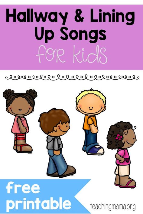 Hallway & Lining Up Songs for Kids Kindergarten Chants, Line Up Songs, Transition Songs For Preschool, Line Up Chants, Preschool Transitions, Transition Songs, Transition Activities, Kindergarten Songs, Classroom Songs