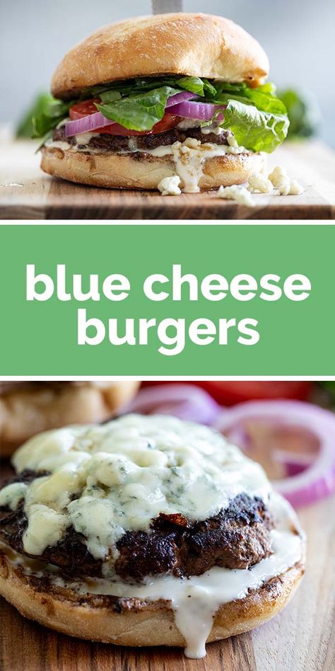 Burger With Blue Cheese, Blue Cheese Burger Sauce, Blue Cheese Burgers Recipes, Bleu Cheese Burger, Blue Cheese Burger, Burgers On The Stove, Patty Recipe, Blue Cheese Burgers, Cheese Burgers