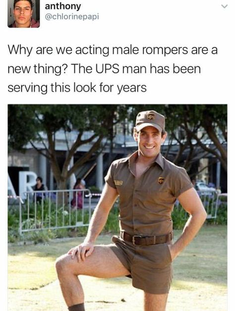 Rompers and UPS men Super Short Shorts, Growing A Mustache, Romper Men, New Helmet, Man Office, Short Romper, Men Photography, Military Men, Short Rompers